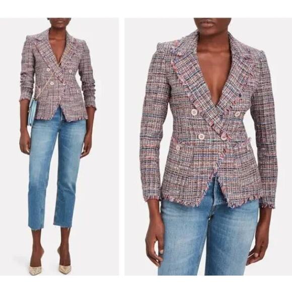 Veronica Beard Theron Double-Breasted Tweed Blazer Size 2 - Picture 1 of 8
